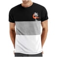 thumbnail image 1 of Mens Casual Pantalones Cortos Cuello Redondo Patchwork Impresión Suéter Blusa de Fitness, Camisetas para Hombre, 1 of 4