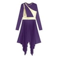 thumbnail image 5 of Alvivi Women‘s Lyrical Praise Dance Dress Color Block Long Sleeve Contemporary Worship Dancewear Purple S, 5 of 7