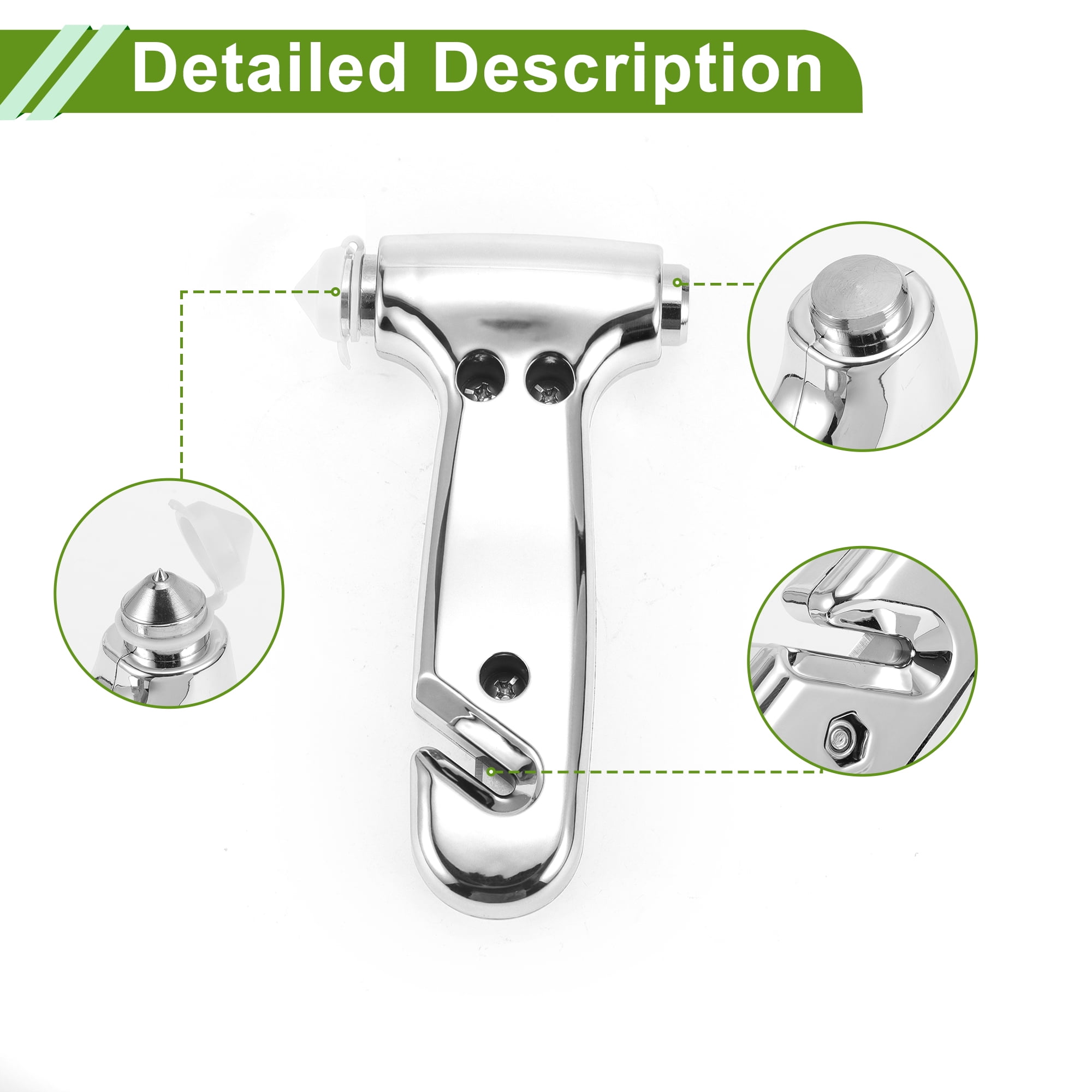 Unique Bargains Universal Car Safety Hammer Glass Breaker Urgent 1 Pc Silver Tone