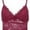 Burgundy, variant on This deep v-neck lace bralette crop top features: v neck, spaghetti straps, lace body with scalloped hem, and made of soft and comfortable fabric