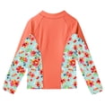 thumbnail image 4 of HULIJA Flower Girls Printed Swimsuit Crewneck Rash Guard Long Sleeve Shirts Summer Swimwear Sunsuit Orange 8, 4 of 5