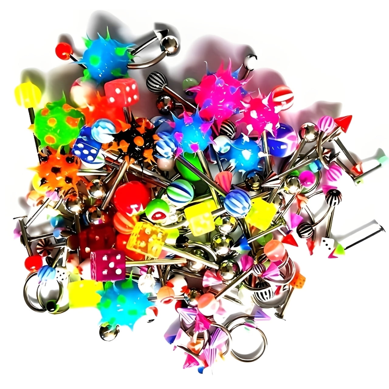 Obkcjja 110PCS Body Jewelry Piercing, Stainless Steel Eyebrow Navel Belly Tongue Lip Bar Ring