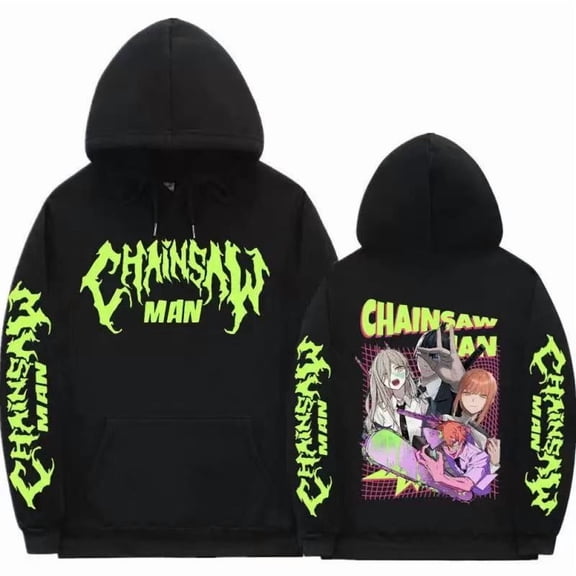 ZHIYAN Chainsaw Man Anime Inspired Fleece Lined Hoodie - Unisex Graphic Oversized Fall & Winter,XS,black