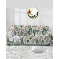 Green Paisley Floral Sofa Couch Covers for 3 Cushion Couch,Washable L Shape Sectional Sofa Covers for Loverseat,Abstract Boho Flower Rustic Colorful Ethnic Slipcover Throw Blanket Futon Cover 71x134