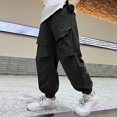 thumbnail image 2 of Teen Cargo Pants for Boys,Cargo Joggers High Waisted Wide Leg with Pocket Loose Fit Boys Active Pants Casual Boys Pants Size 13-14 Years, 2 of 9