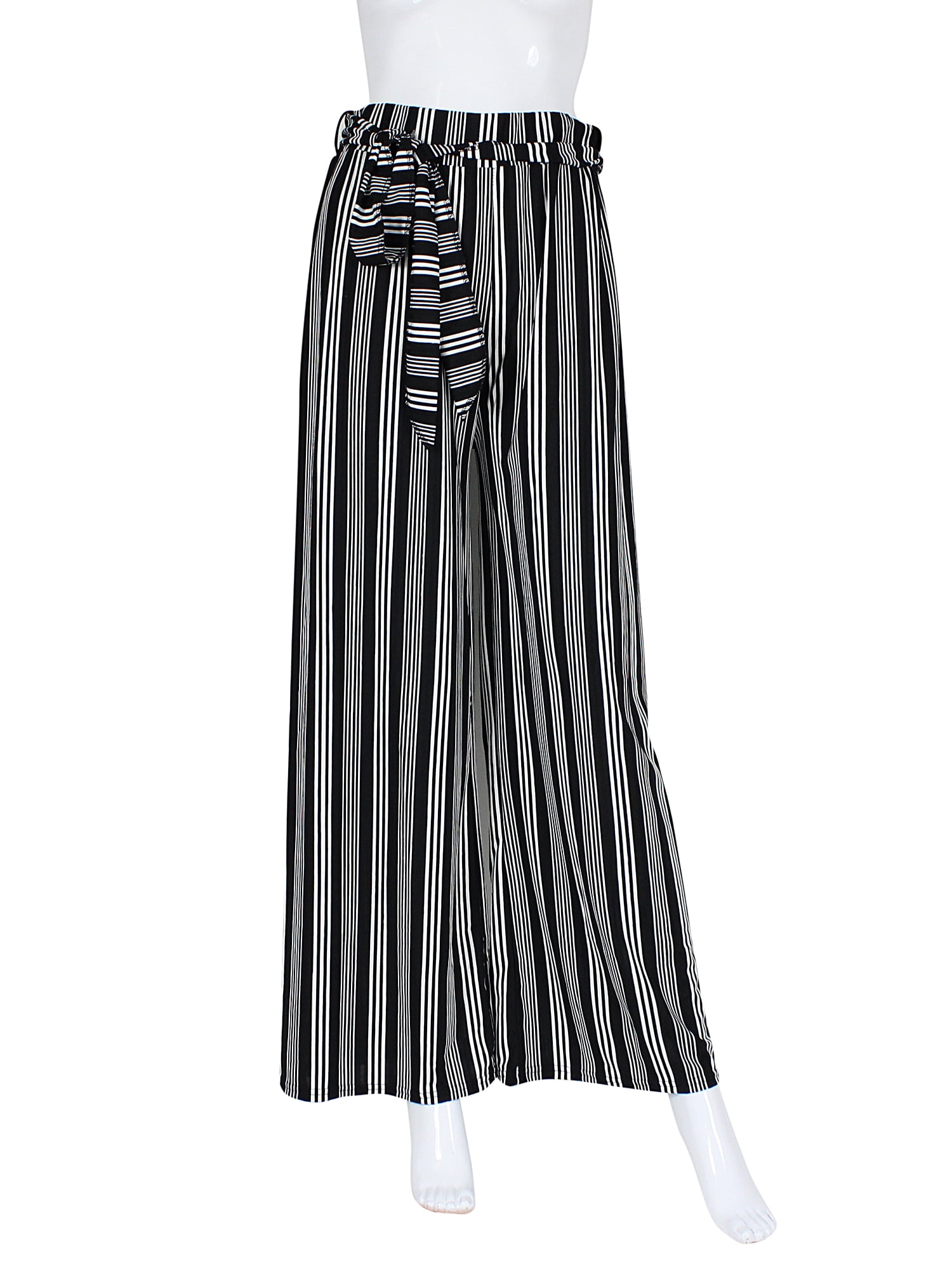 black white vertical striped pants