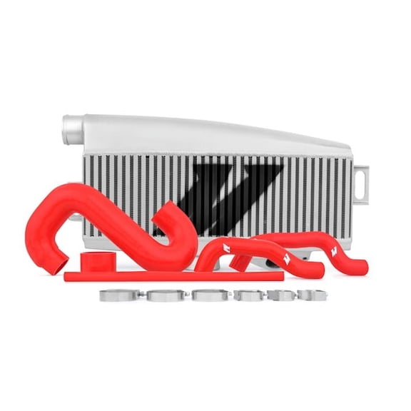Mishimoto MMTMIC-WRX-01SLRD Top-Mount Intercooler Compatible With Subaru WRX/STI 2001-2007 Silver Cooler, Red Hose