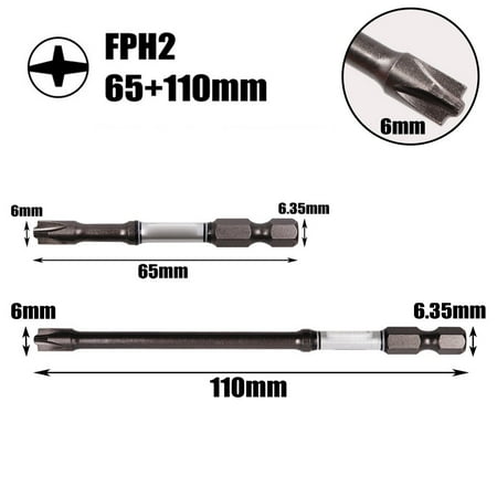 

65mm+110mm Magnetic Special Slotted Cross Screwdriver Bit for Electrician FPH2 6mm