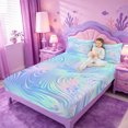 thumbnail image 3 of meiyoeat Blue Swirl Background Bed Sheets,Iridescent Abstract Print Full Size Sheets For Girl,4pcs,1 Flat Sheet,1 Fitted Sheet and 2 Pillowcases, 3 of 6