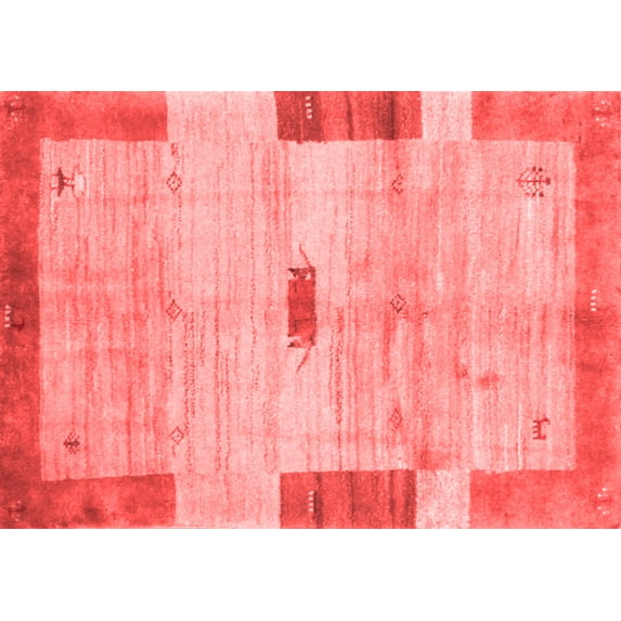 Ahgly Company Indoor Rectangle Abstract Red Contemporary Area Rugs, 8' x 10'