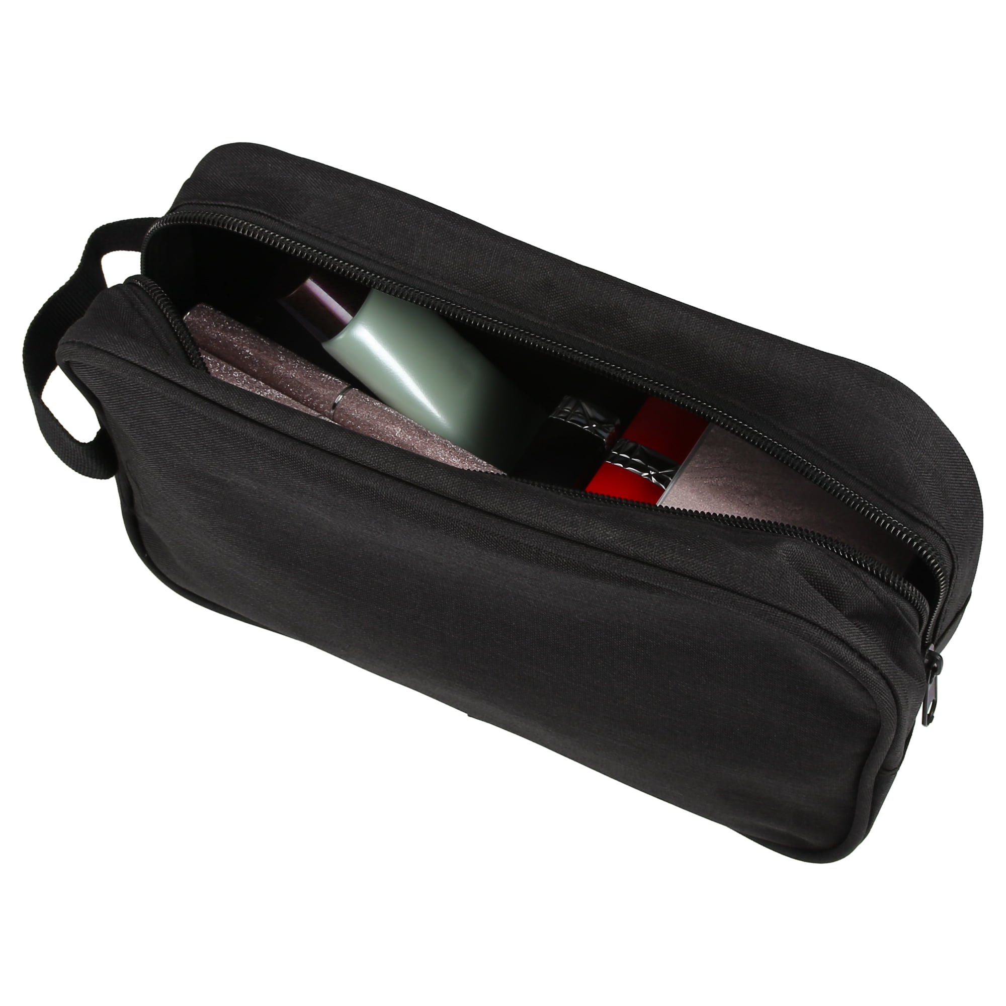 Unique Bargains 1Pc Portable Makeup Bag Toiletry Bag Cosmetic Organizer Oxford Cloth Black