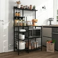 thumbnail image 2 of Hommoo 7 Tiers Multipurpose Kitchen Storage Rack, Baker’s Rack for kitchens with Power Outlet &Hook, Storage Microwave Stand Coffee Bar Station, Black, 2 of 10