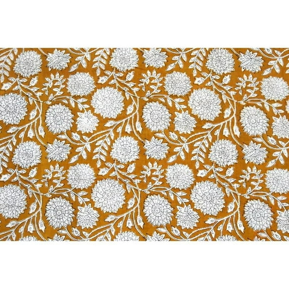 New Era Creation Mustard Indian Hand Block Printed Fabric By The Yard,Table Cover,Farmhouse Decor,Linen Set,Wedding Tablecloth mom Gift