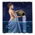 thumbnail image 2 of Ambesonne Zodiac Shower Curtain, Aquarius Lady with Pail, 69"Wx84"L, Blue Dark Blue, 2 of 4