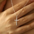 thumbnail image 3 of Turandoss 14K White Gold Plated Dainty Tiny Cross Pendant Necklace for Women Faith Jewelry Trendy Personalizedt First Communion Christian Religious Gifts for Women Her Girls, 3 of 8