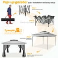 thumbnail image 6 of COBIZI Outdoor Canopy Gazebo 11x11 Pop up Gazebo Patio Gazebo with 4 Mosquito Netting Outdoor Canopy Shelter with 121 Square feet of Shade for Outdoor Lawn, Party, Garden, Backyard and Deck, Gray, 6 of 12