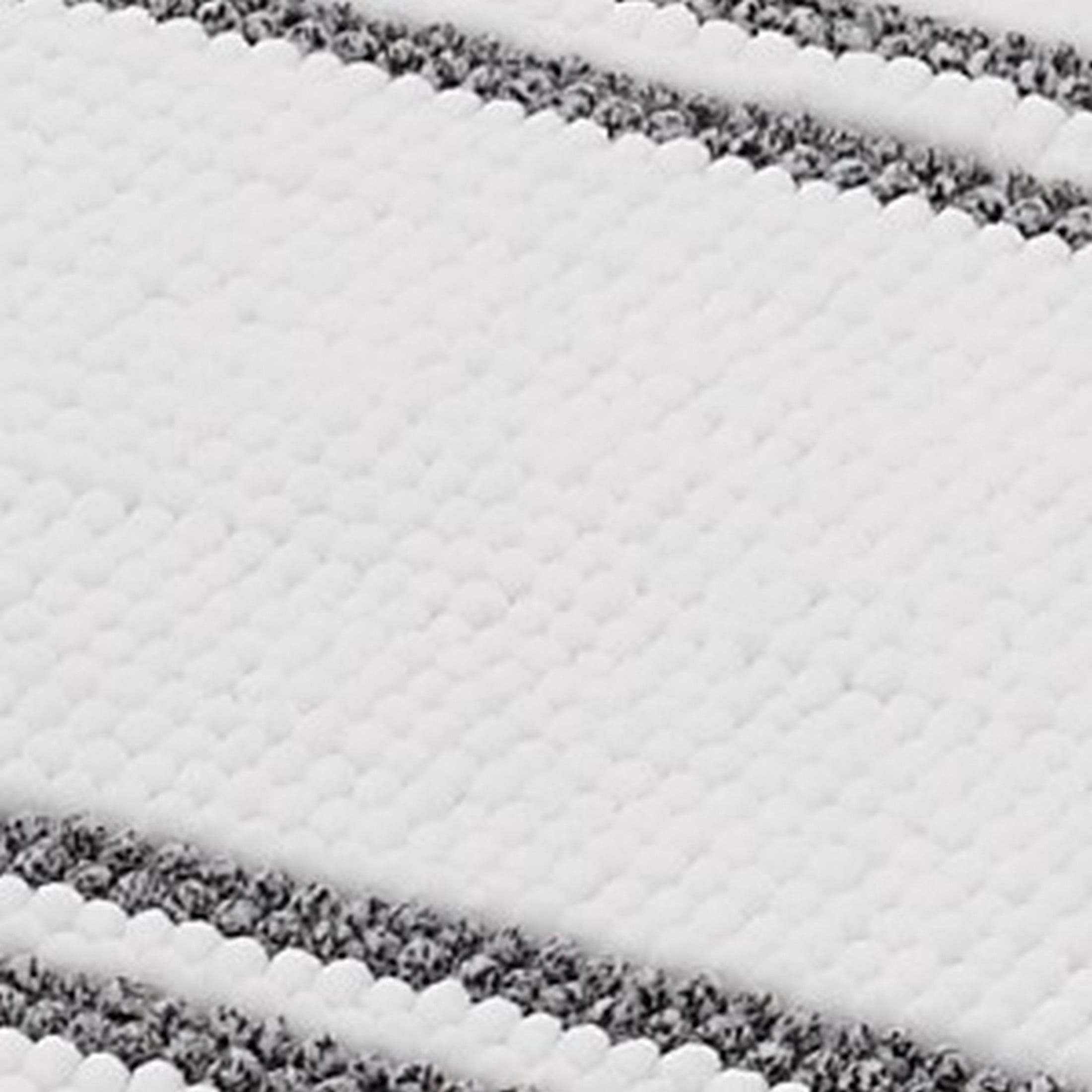VCNY Home Hotel White/Charcoal Striped Polyester Bath Rug, 24" x 60"