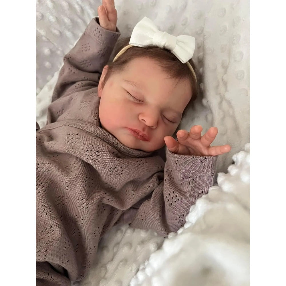 Realistic Reborn Baby Dolls – 18-Inch Real Life Sleeping Newborn Girl, Lifelike Doll with Weighted Soft Body, Handmade Gift Toy with Accessories
