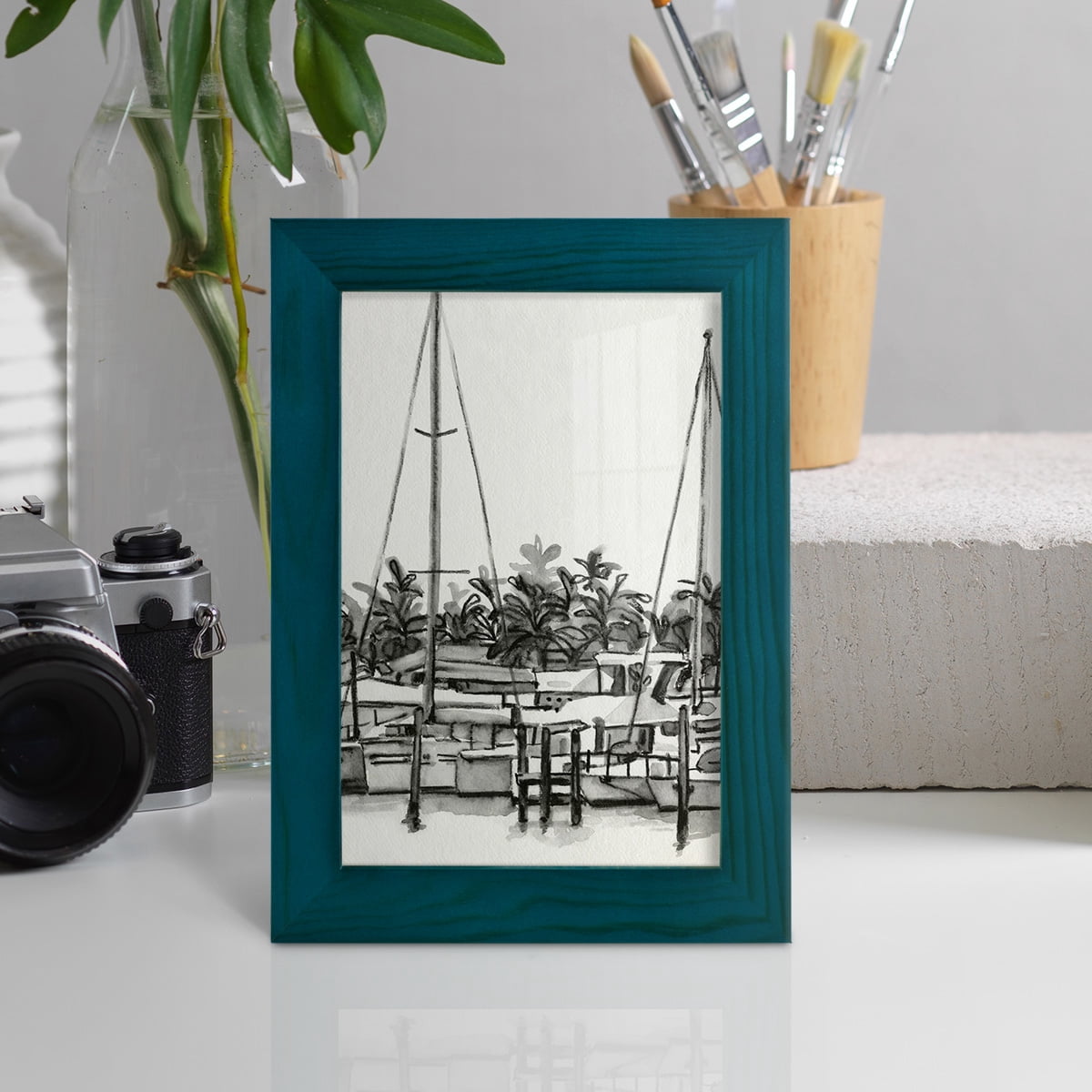 Neutral Tropics II - Framed Print w/glass - Ocean Blue