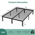 thumbnail image 3 of Full Size Bed Frame, 14" Height Classic Metal Platform Bed Frame Foundation with Under Bed Storage/No Box Spring Needed/Heavy Duty Metal Slats Support/Black, 3 of 10