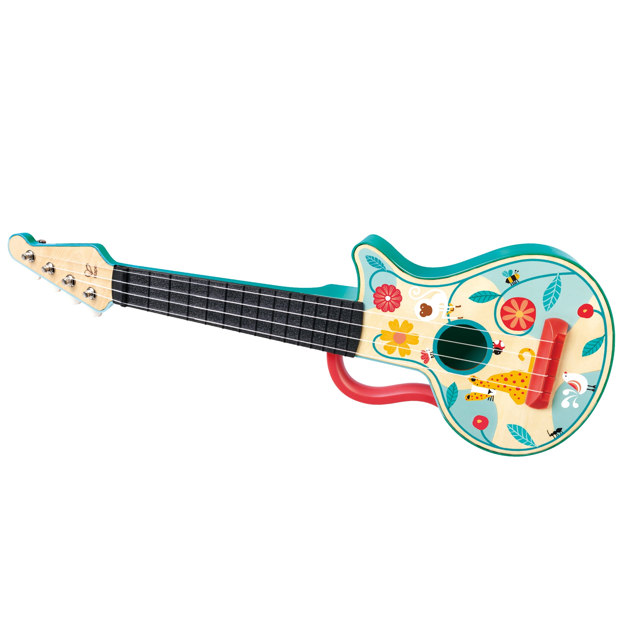 Hape: 4-In-1 Ukulele Set - 4pc Wooden Instrument Playset, Percussions Music Toys, Ukulele, Maraca, Castanet, Tambourine, Nature Design, Kids Ages 3+