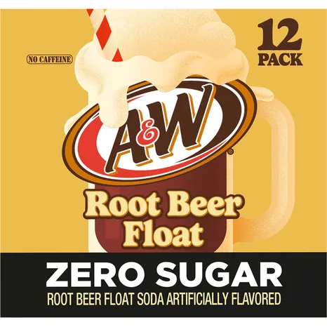 A&W Zero Sugar Root Beer Float Soda , 12 fl oz ( 12 PACK )