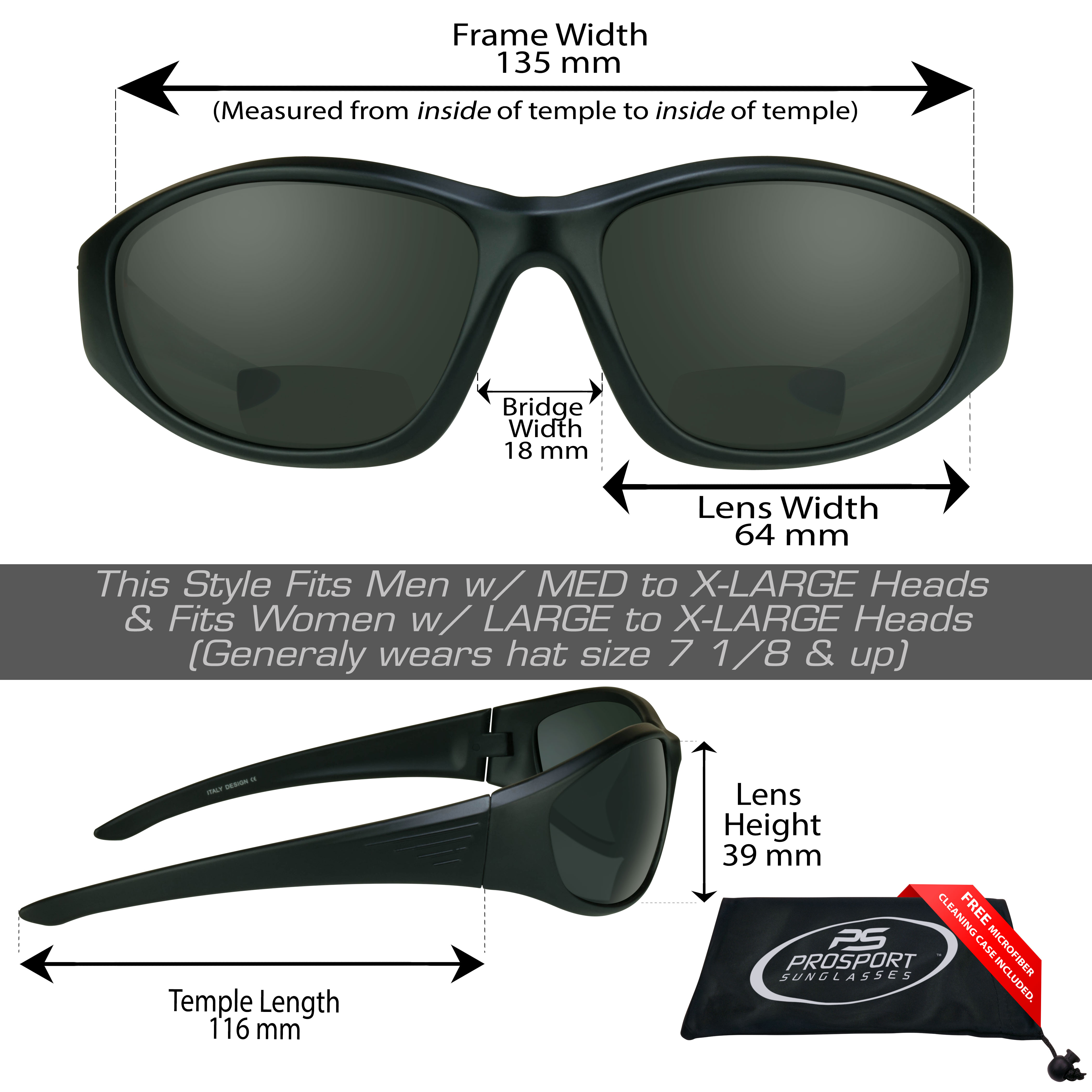 proSPORT Polarized Bifocal Reading Sunglass Reader Gray Lens Men and Women  - Walmart.com