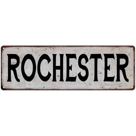ROCHESTER Vintage Look Rustic Metal 6x18 Sign City State 106180041247