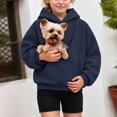 thumbnail image 2 of Rggeeun Girls Sweatshirt Cat Hoodie with Pouch Long Sleeve Tops Cat Carrier Soft Pullover with Pockets Holidays,Blue,9-10 Years, 2 of 7
