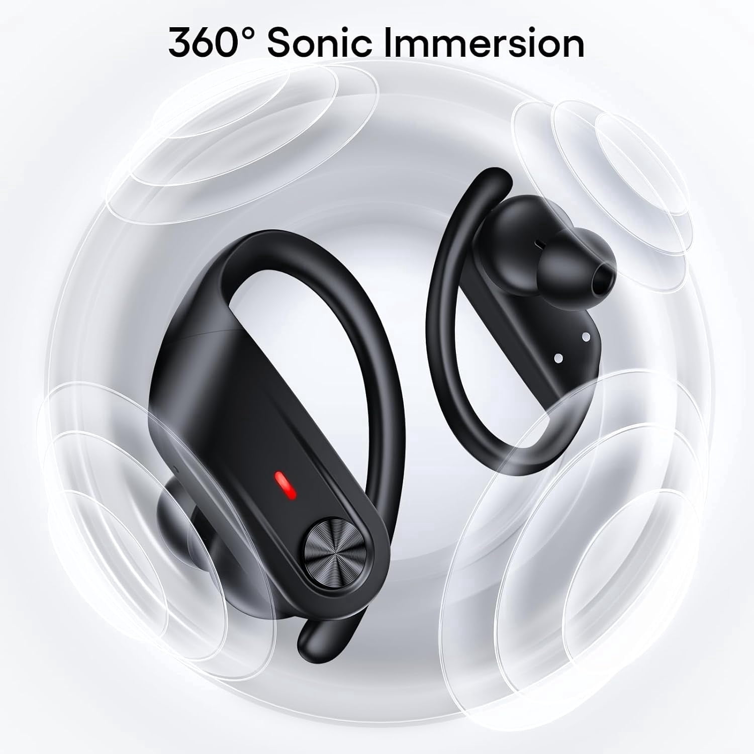 Bluetooth 5.4 Headphones Wireless Earbuds 80Hrs Playtime IPX7 Waterproof Digital Display Sport Ear Buds with Earhook Mic in-Ear Earphones Stereo Sound Earbud for Workout Running Exercise Gym