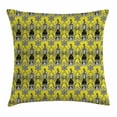 thumbnail image 1 of Grey and Yellow Throw Pillow Cushion Cover, Indian Orietal Paisley Floral Design Ivy Swilrs Image, Decorative Square Accent Pillow Case, 20 X 20 Inches, Black White and Charcoal Grey, by Ambesonne, 1 of 1