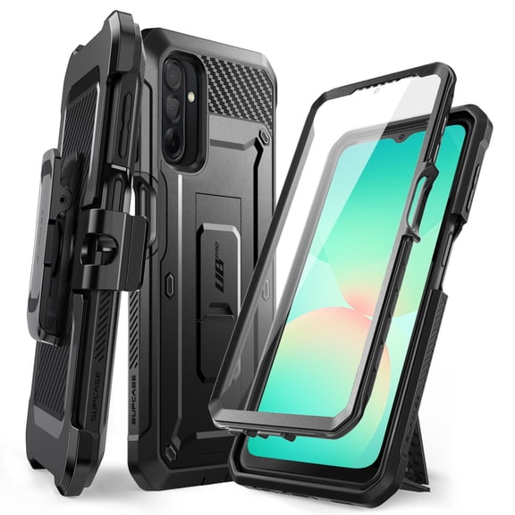 SUPCASE Unicorn Beetle Pro for Samsung Galaxy A26 5G Case with Built-in Screen Protector, Built-in Kickstand, Rotating Belt-Clip, Military-Grade Drop Protection, Full-Body Rugged Cover, Black