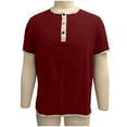 thumbnail image 5 of QTBIUQ Mens Short Sleeve Button Front Athletic Henley Shirt Casual Sports T-Shirt for Gym Breathable Comfortable Summer Top Burgundy, 5 of 6
