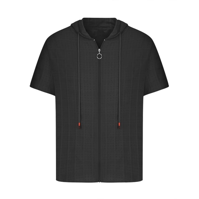 Dvkptbk Blouse à Capuche à Manches Courtes Mode Décontractée pour Hommes Blouse Ajustée à Manches Courtes en Solde