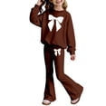 thumbnail image 4 of CAIVO Child Girls Long Sleeve O-Neck Sweatshirt Tops And Flare Pants Bowknot Print Elegant Two Piece Outfit Sets Toddler Kids Leisure Clothing Sets, 4 of 4