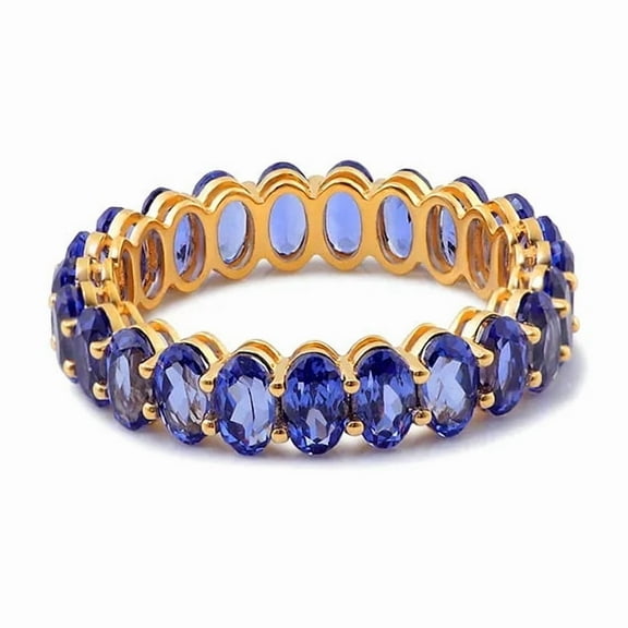 5x3mm Oval-Cut Lab-Created Tanzanite Eternity Wedding Band Ring in 925 Sterling Silver – Durable, Stunning, and Perfect for Love & Commitment