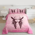 thumbnail image 2 of jejeloiu Vintage Cowgirls Pattern Queen Comforter Set,Cowboy Hats Bedding Comforter Set For Girls Women Reversible 3-Piece, 2 of 8