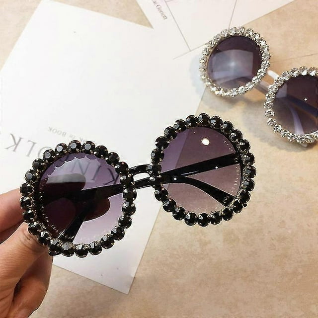 Diamond Crystal Round Sunglasses Women Luxury Brand Designer Glasses Eyeglasses Female Big Frames Shades Eyewear Vintage Uv400