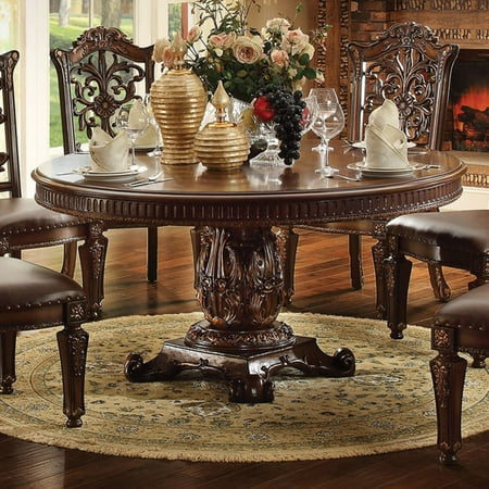 vendome pedestal acme smaller cherry dining round furniture table