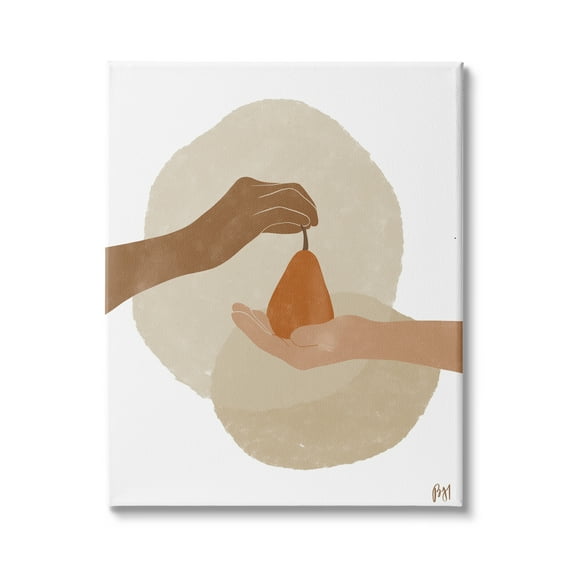 Stupell Indtries Abstract Pear Offering Reaching Hands Earth Tones,30 x 40,Design by Birch&Ink