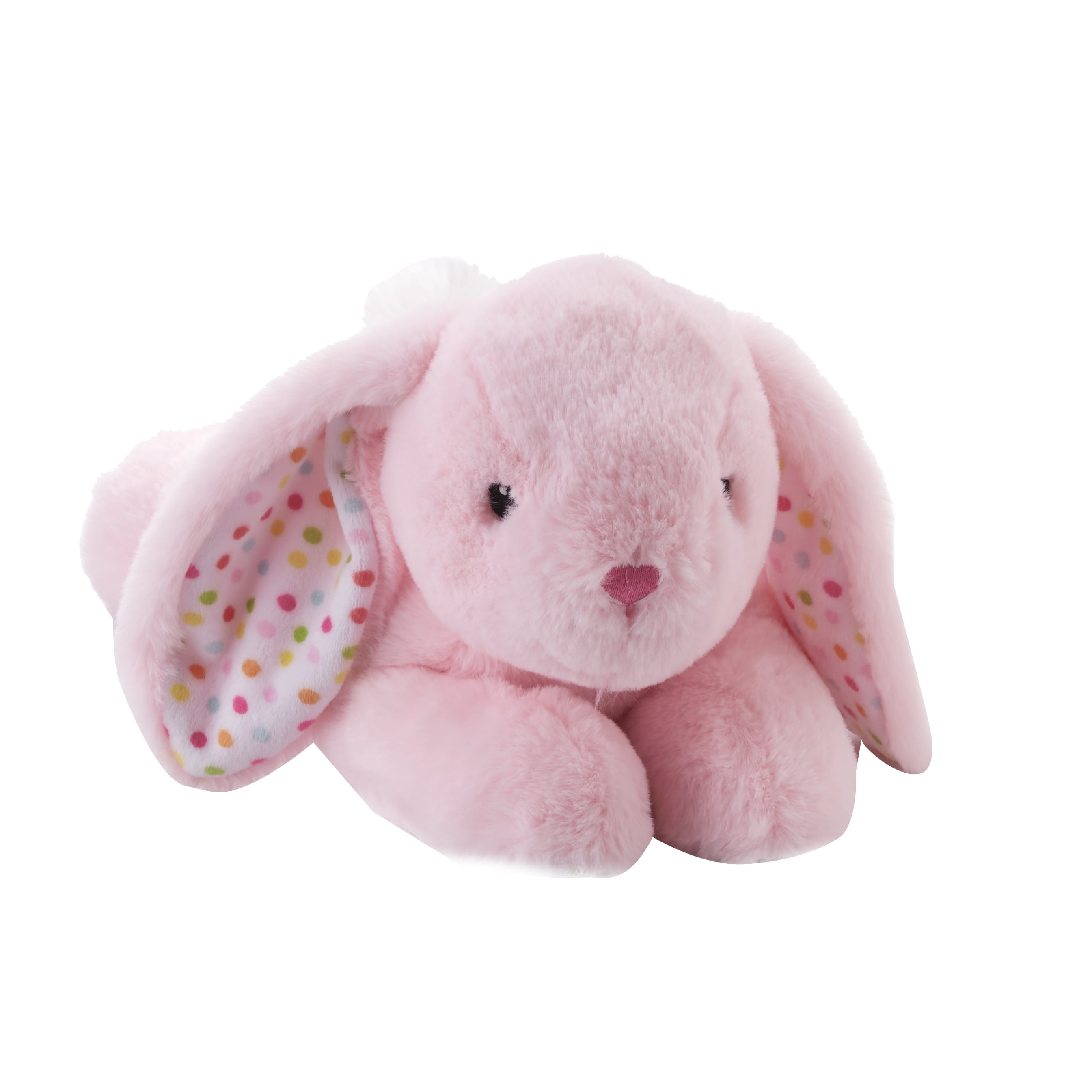 White & Purple Bunny Plush Stuffed Animal w/ Floppy Ears & Polka Dot 12in 
