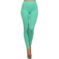 thumbnail image 4 of Lady's Solid Strechy Seamless Leggings Comfort Full Length Capri Casual Yoga Pants, Mint with Front Seams, 4 of 7
