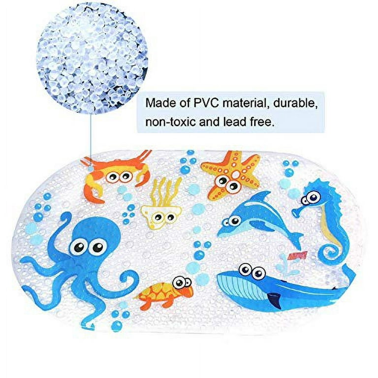  shower mat non-slip square, bath mat non-slip kids anti-mold, bathtub  mat with suction cup for bathroom, kids bath mat with drainage holes,  eco-friendly and tasteless,38*70cm white : Home & Kitchen