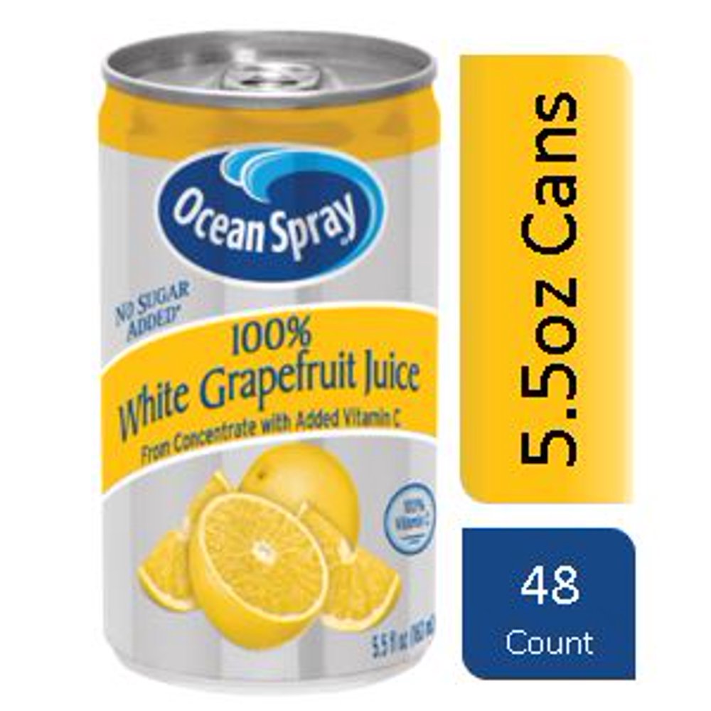 Ocean Spray 100 Juice, White Grapefruit, 5.5 Fl Oz, 48 Count Walmart