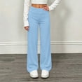 thumbnail image 2 of DJDLJWCJ Girls Wide Leg Pants Elastic Waist Stretch Soft Lounge Pants Solid Color Lightweight Pull-On Trousers Blue Size 5T, 2 of 10