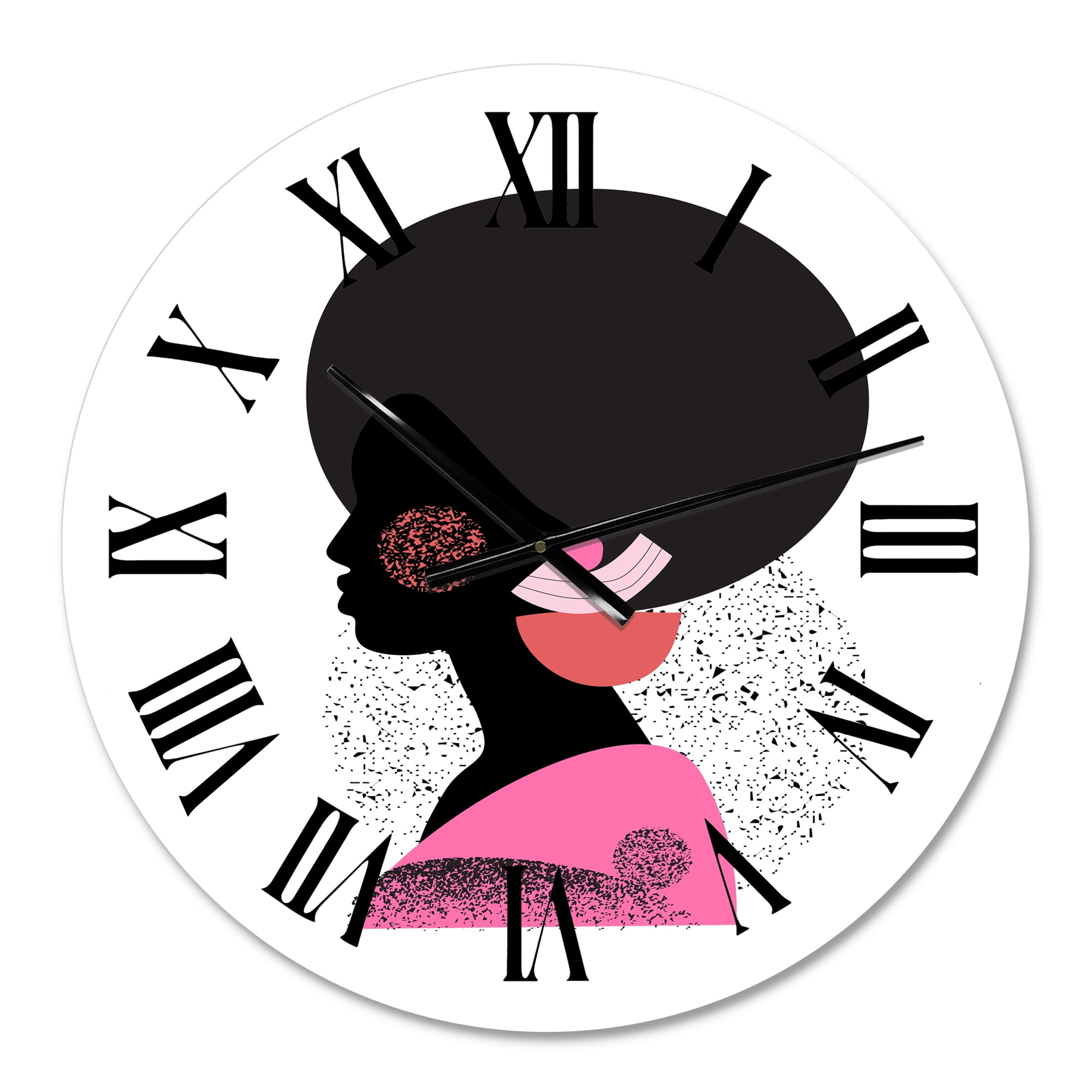 Designart 'Ethnic Geometric Silhouette Of Afro American I' Modern Wall Clock
