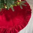 thumbnail image 2 of 48 Inch Rustic Ruffled Velvet Christmas Tree Skirt with Bowknot,Traditional Holiday Deluxe Large Plush Christmas Tree Skirt Mat Decoration for Merry Christmas Xmas Winter New Year Party, 2 of 6
