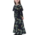 thumbnail image 5 of Odeerbi Muslim Long Dress Middle Big Girls 2025 Long Sleeve Round Neck Lace Print Dress, 5 of 6