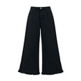 thumbnail image 5 of Axiiglly Wide Leg Jeans for Women Trendy Ruffled Hem Button Zipper High Waisted Straight Leg Baggy Jeans Casual Loose Denim Pants with Pockets S-3XL, 5 of 8