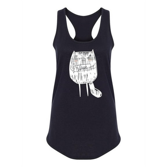 White Cat Doodle Design Tank Women -Image by Shutterstock, Female Large